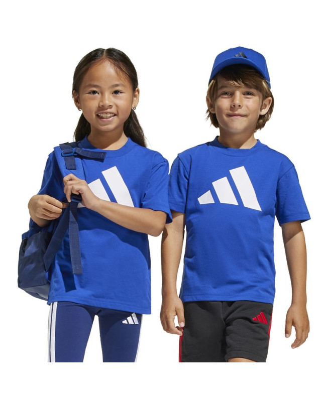 Camiseta adidas Big Logo Infantil Azul/Blanco