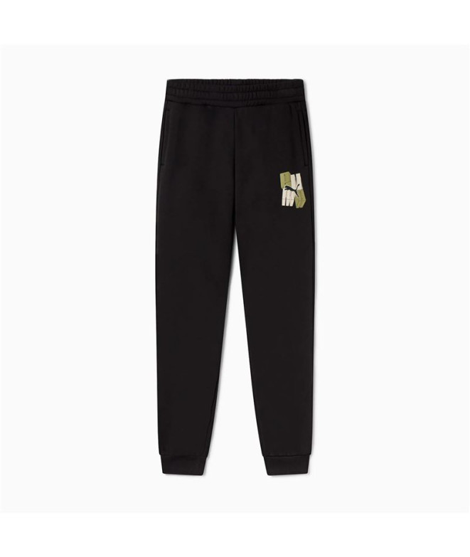 Pantalón Puma Essentials+ Graphic Sweatpants Fl Niño Negro