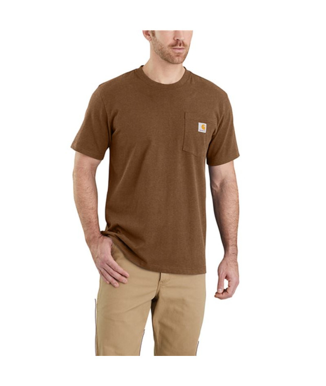 Camiseta Carhartt K87 Pocket S/S T-Shirt Hombre Oiled Walnut Heather