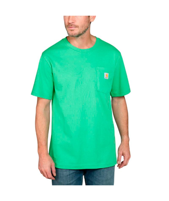 Camiseta Homem T-Shirt Carhartt K87 Pocket S/S Malachite