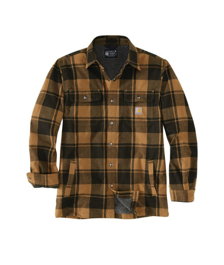 Camisa Carhartt Flannel com Forro de Sherpa Jac Homem Marrom