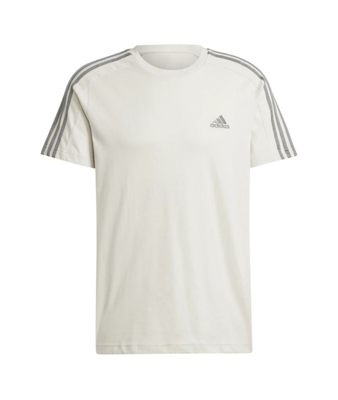 Camiseta adidas Essentials Single 3 Bandas Hombre Blanco Roto