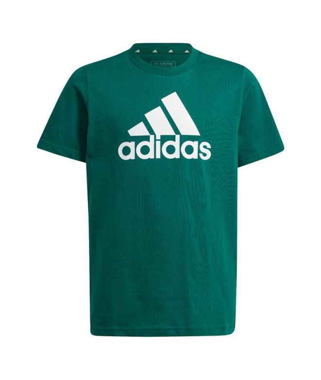 Camiseta adidas Essentials Big Logo Cotton Infantil Verde Oscuro