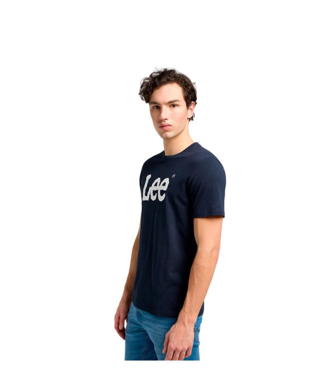 Homme Lee Wobbly Logo Tee Bleu marine