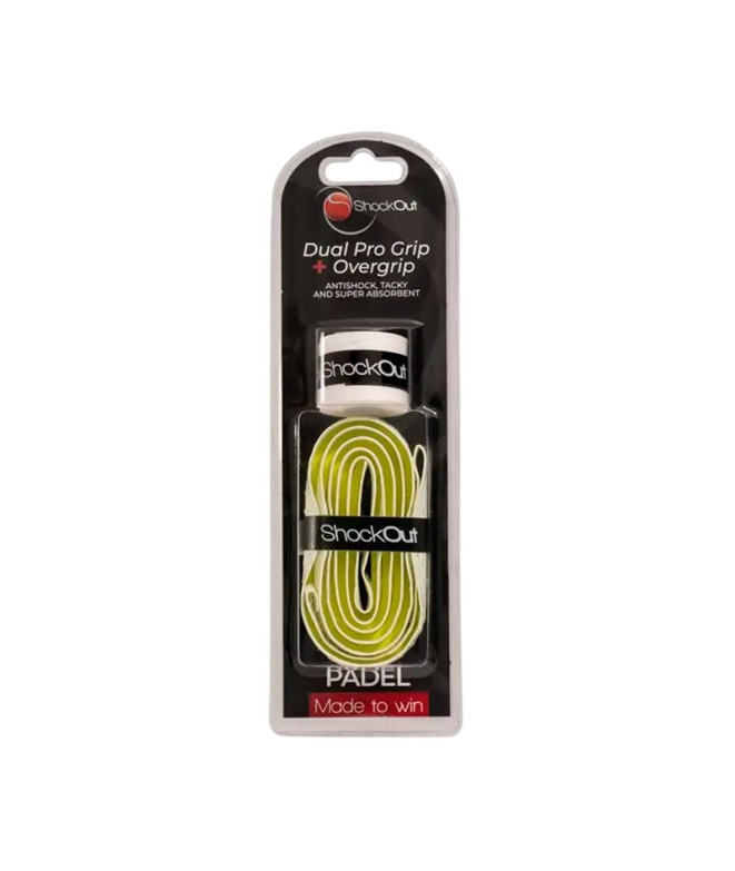 Dual Pro Grip + Overgrip Softee Shockout Blanco/Amarillo