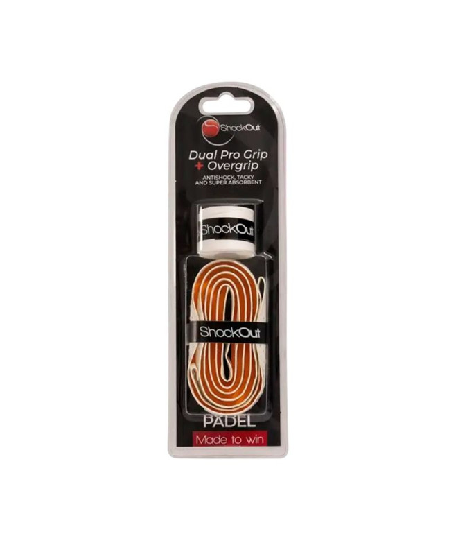 Dual Pro Grip + Overgrip Softee Shockout Blanco/Naranja