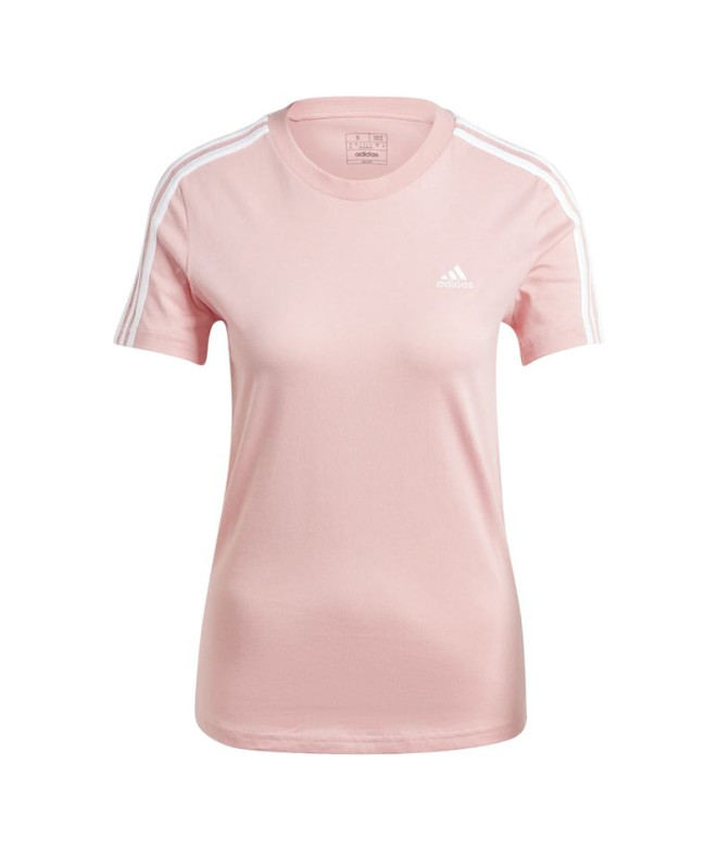 Camiseta adidas Essentials Slim 3 Bandas Mujer Rosa