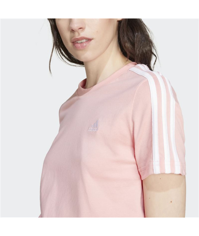 Camiseta adidas Mulher Essentials Slim 3 Band Rosa