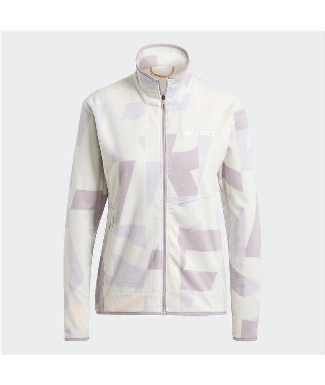 Polar de Montaña adidas Terrex Multi Printed Full Zip Fleece Mujer Gris