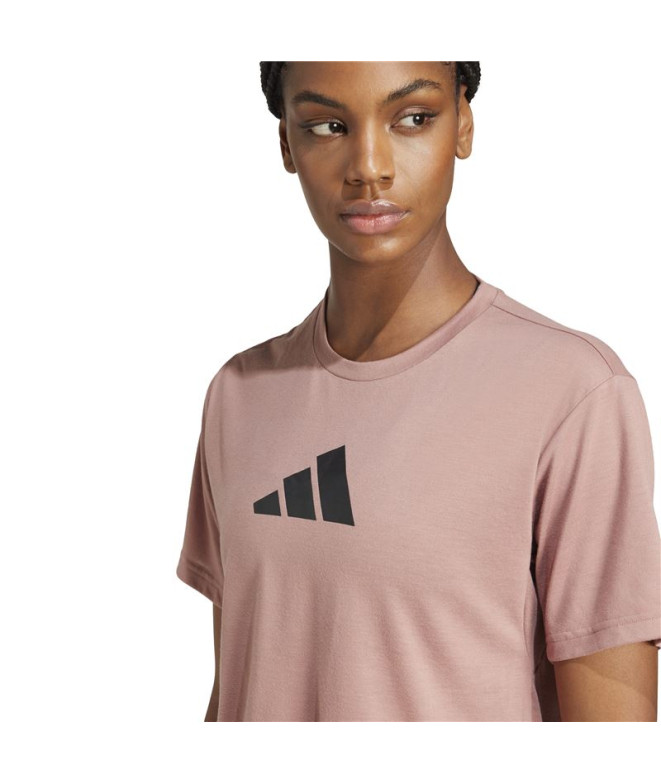 Camiseta Fitness adidas Mulher de Tr-Es Bl Rosa