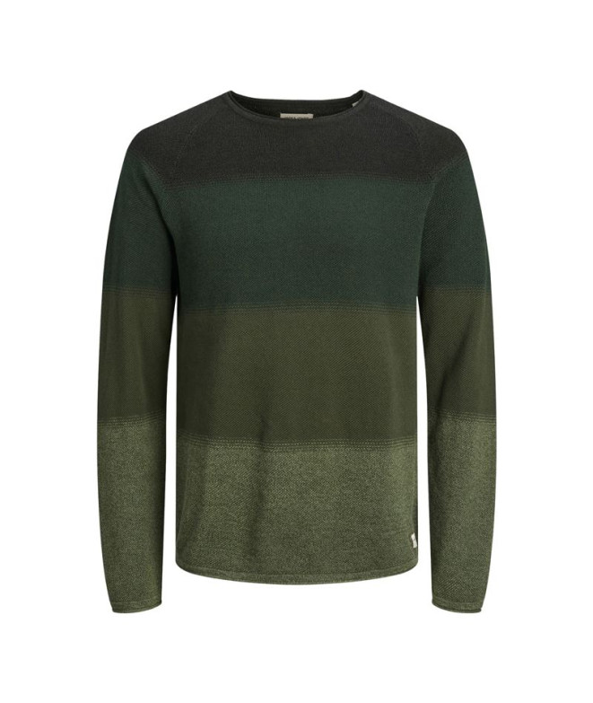 Sudadera Jack asnd Jones Jjehill Knit Crew Neck Hombre Kombu Green