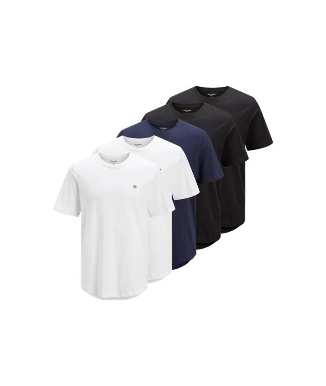 Camiseta Homem Jack and Jones Jprblabrody Crew Neck Mp White/Black/Navy Blazer 5Pk