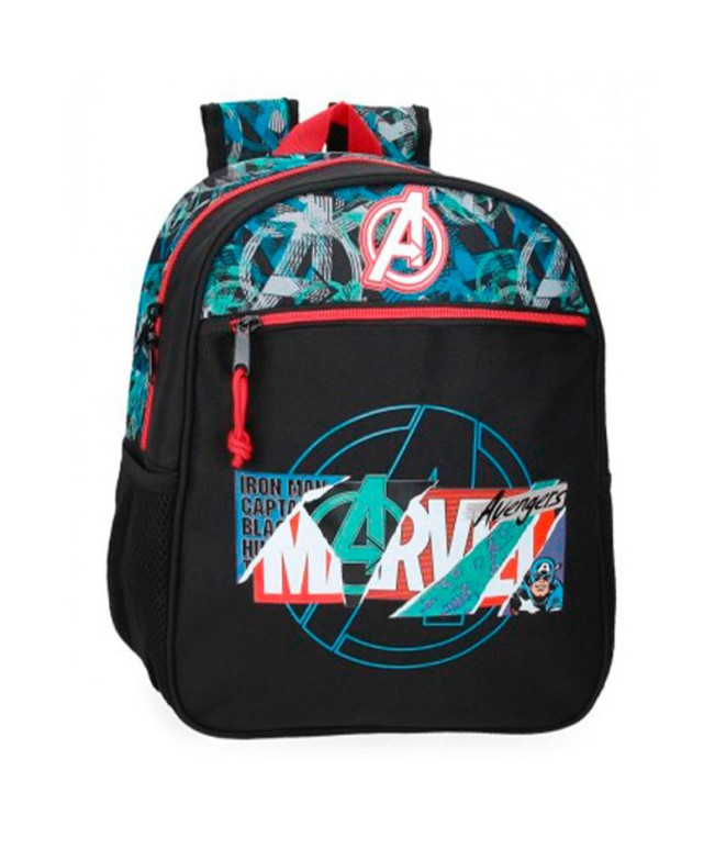 Mochila Marvel 33Cm. Escudo Marvel Preto