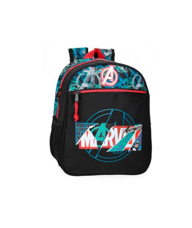 Mochila Marvel Adap.33Cm. Escudo Marvel Preto