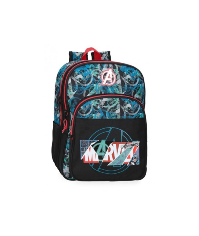 Mochila Marvel 40Cm. 2 compartimentos Marvel Shield Preto