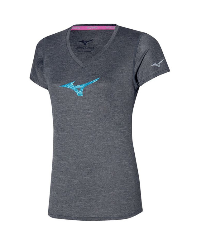 Camiseta Fitness Mizuno Mulher por Impulse Core RB Cinzento