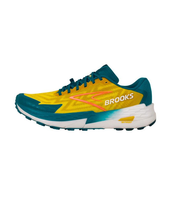 Sapatilhas Trail Brooks Homem de Catamount 4 Quince/ Celestial/Neo Ember