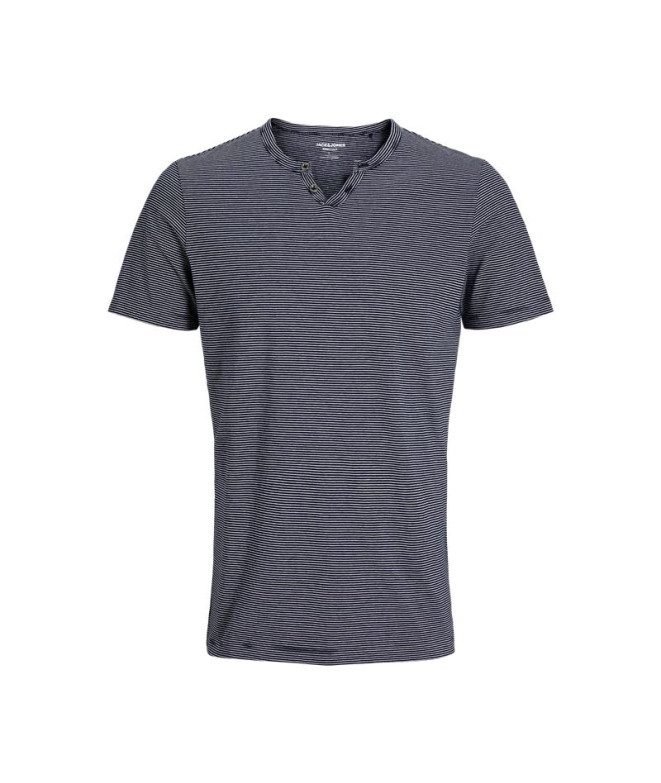 Camiseta Homem Jack and Jones Jjesplit Neck Stripe Sky Captain