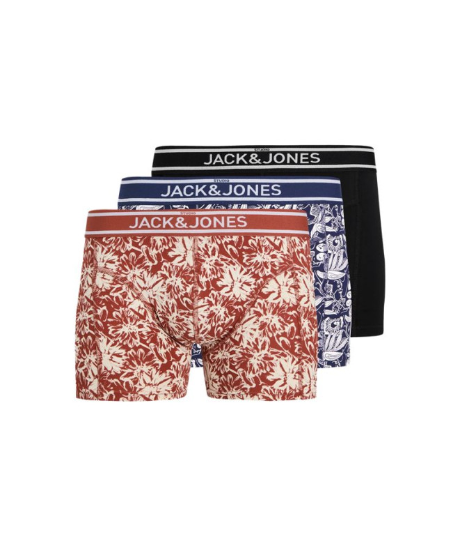 Cuecas Homem Jack and Jones Jacretro Flower Ocean Cavern Arabian spice - Preto Pack