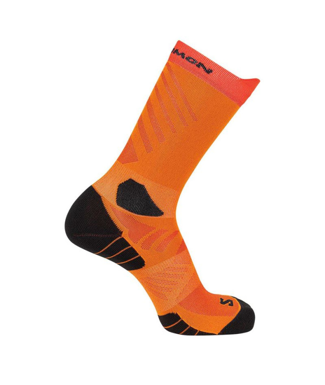 Calcetines de Trail Salomon Aero Crew Red Orange/Turmeric