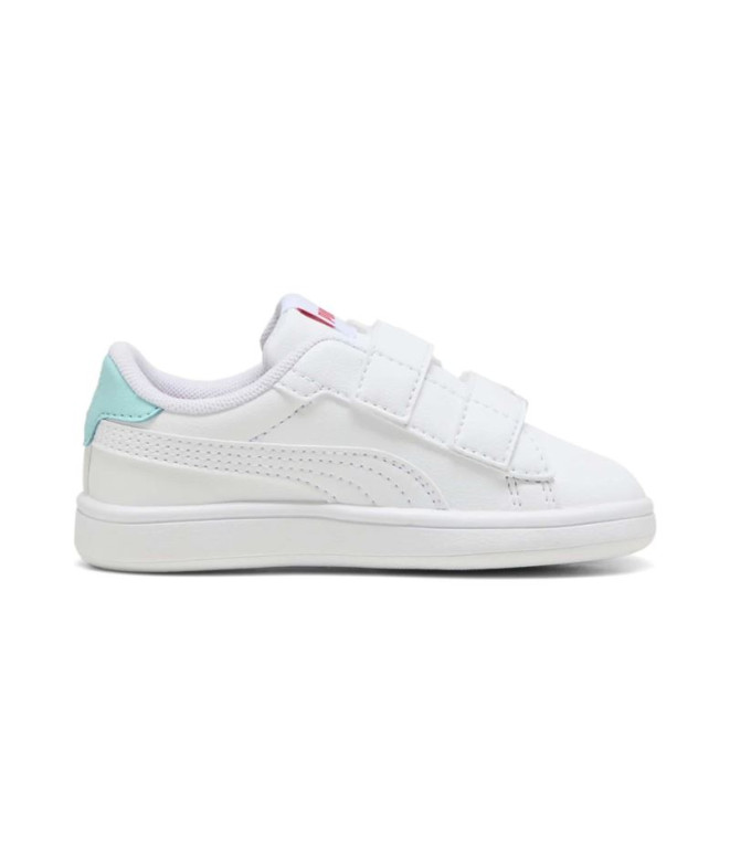 Zapatillas Puma Smash 3.0 Badge, White Safe, Niña