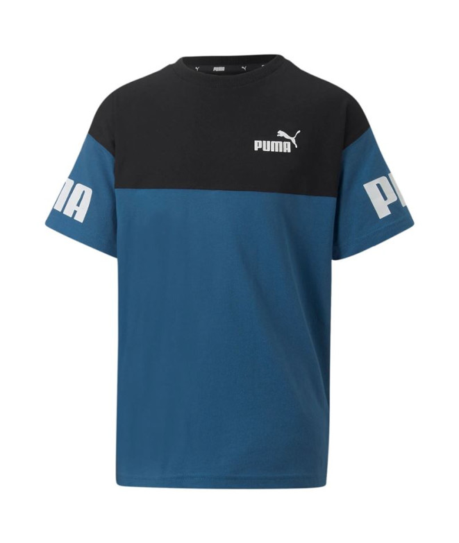 Camiseta Puma Power Colorblock Tee B Niño Azul lago