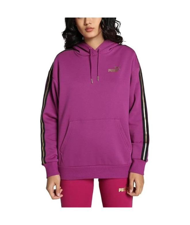 Moletom Mulher camisola com capuz Fl Magenta Gleam by Puma Ess Tape Minimal Gold