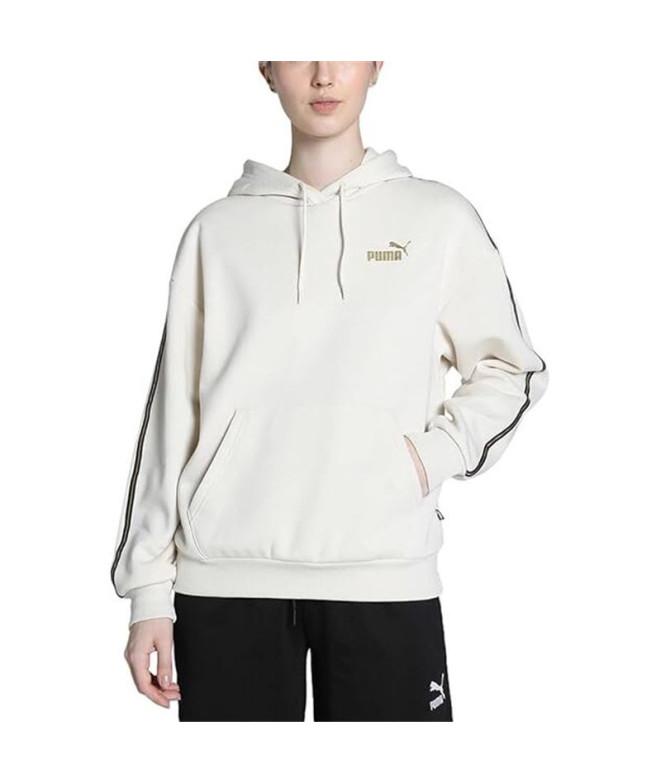 Sudadera de Puma Ess Tape Minimal Gold Hoodie Fl Mujer Alpine Snow White
