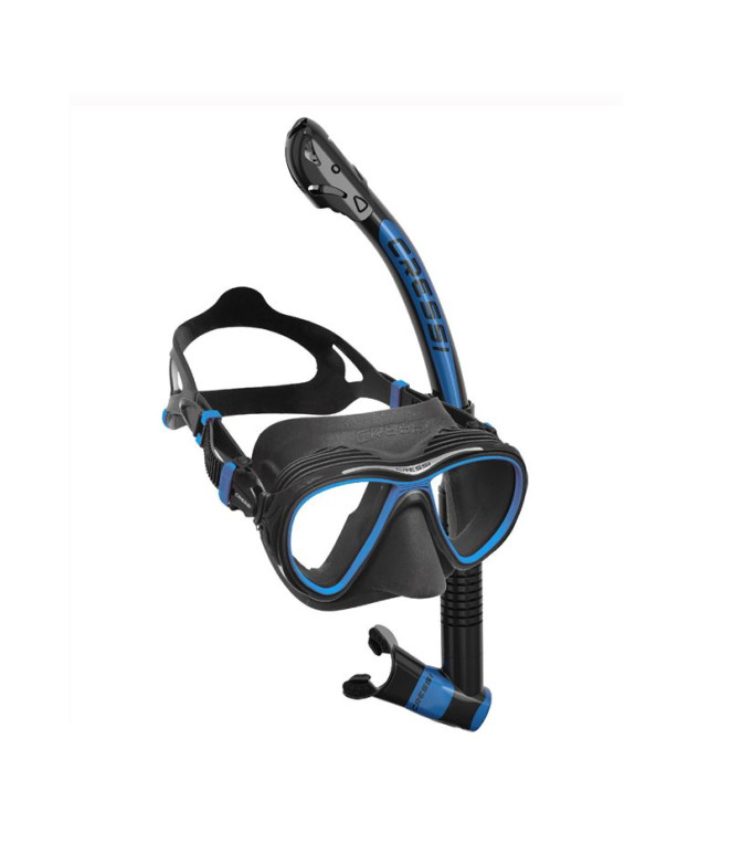 Kit máscara Quantum + Tubo Itaca Ultra Dry Cressi Dark/Azul