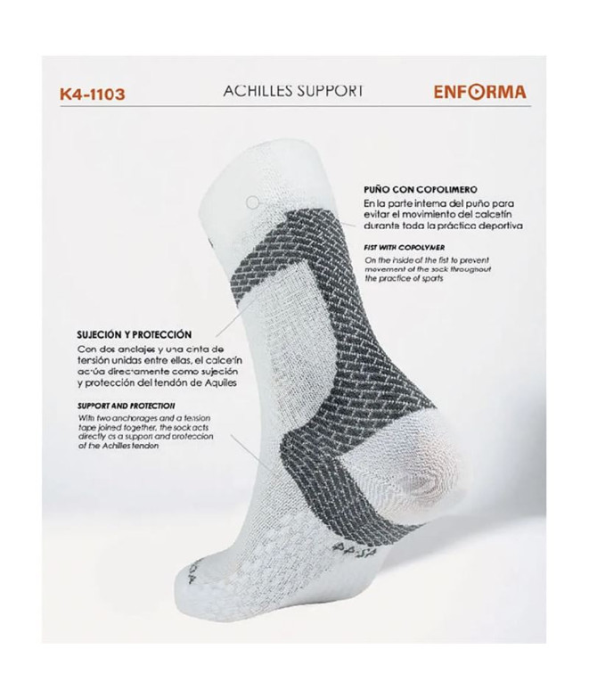 Chaussettes Enforma Achilles Support Blanc / Gris