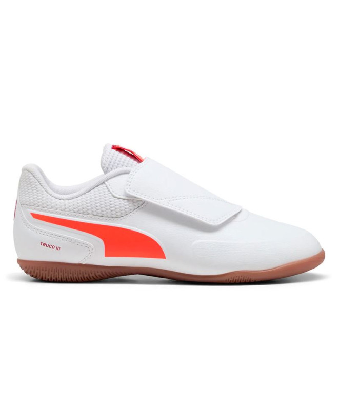 Sapatilhas de Futebol sala Puma Truco Iii V , Branco Brilhante R, Menino