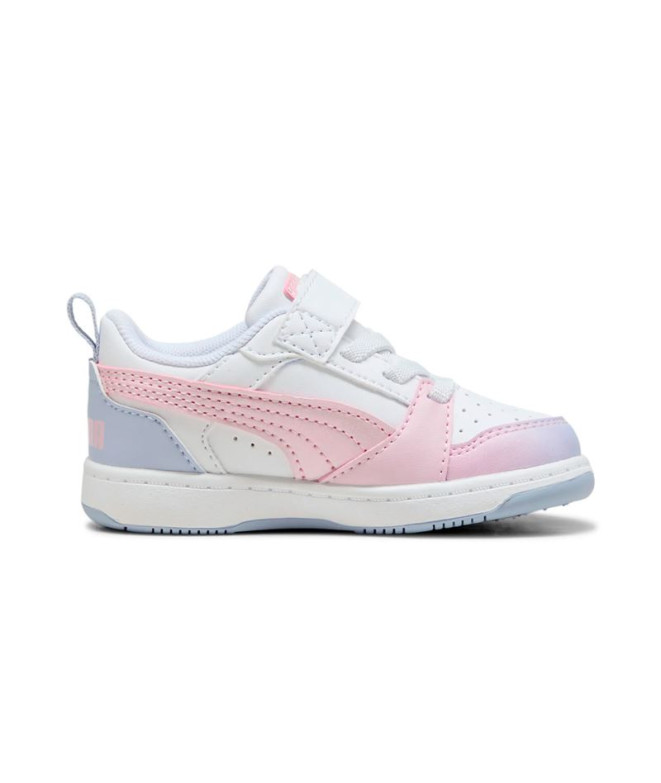 Zapatillas Puma Rebound V6 Lo B, White Cool, Niña