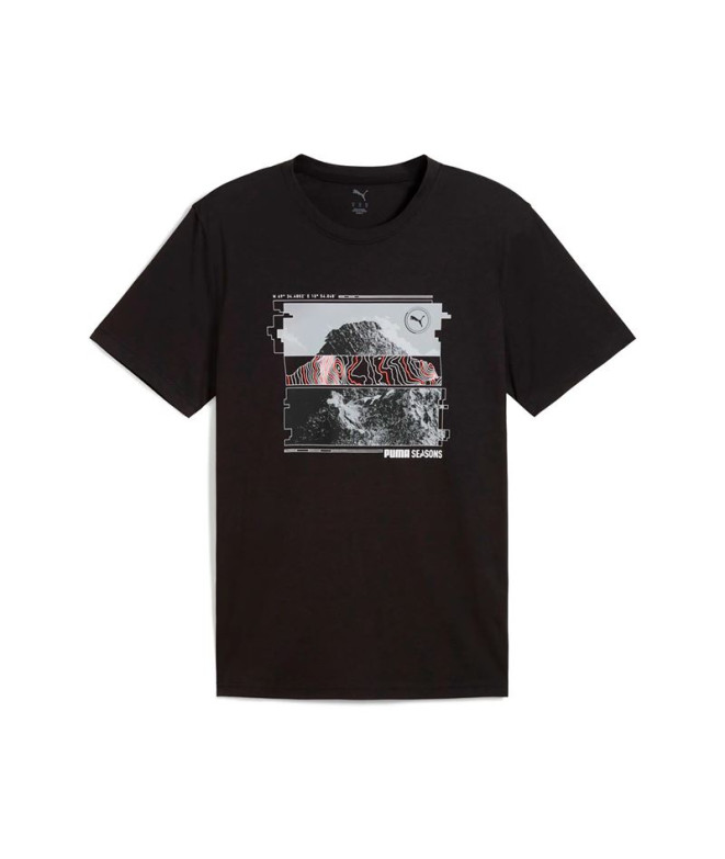 Camiseta de Running Puma Graphics Seasons Uni, Black, Hombre