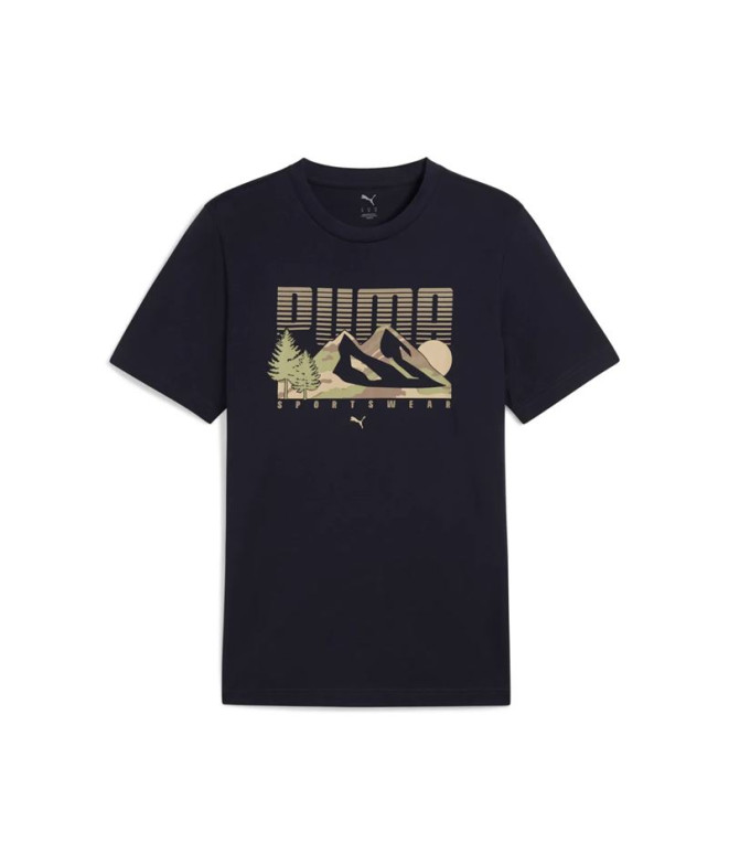 Camiseta Homem T-shirt Puma Graphics Mountain Tee New Navy