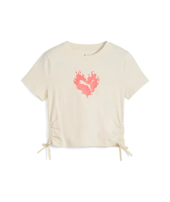 Camiseta Puma Flaming Love Knotted Tee G Niña Alpine Snow