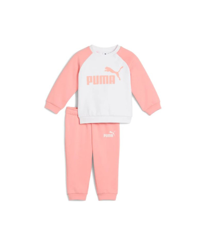 Fato de treino Set Infantil Puma Minicats Essentials Raglan Crew FL Pink Fruit