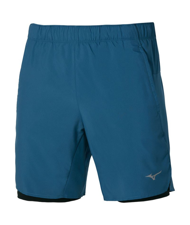 Calça Fitness Mizuno Homem do Core 7.5 2In1 Azul