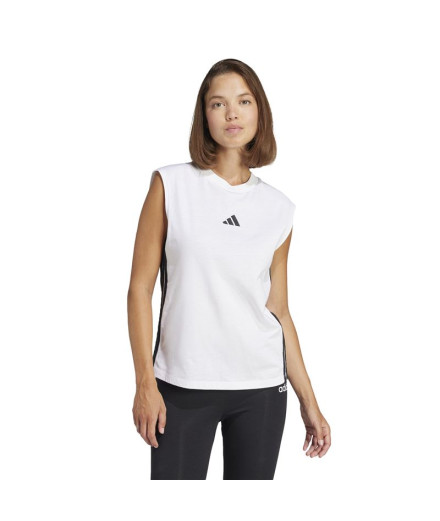 T-shirt adidas Femme 3 bandes Sj Tk Blanc/Noir 2