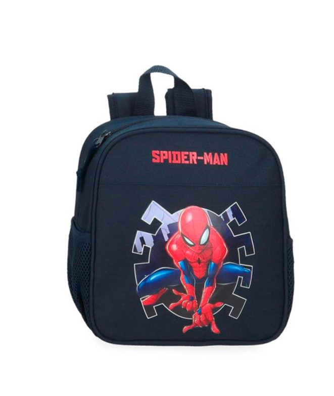 Mochila Marvel Adap.25 Cm. Homem-Aranha Ataque Preto