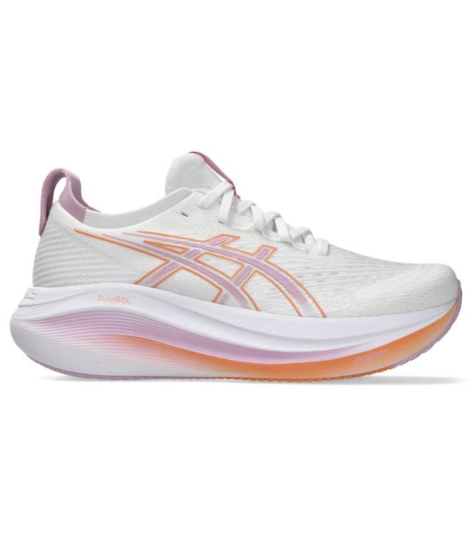 Chaussures Running Gel Femme de ASICS -Nimbus 27 Blanc/Ube clair