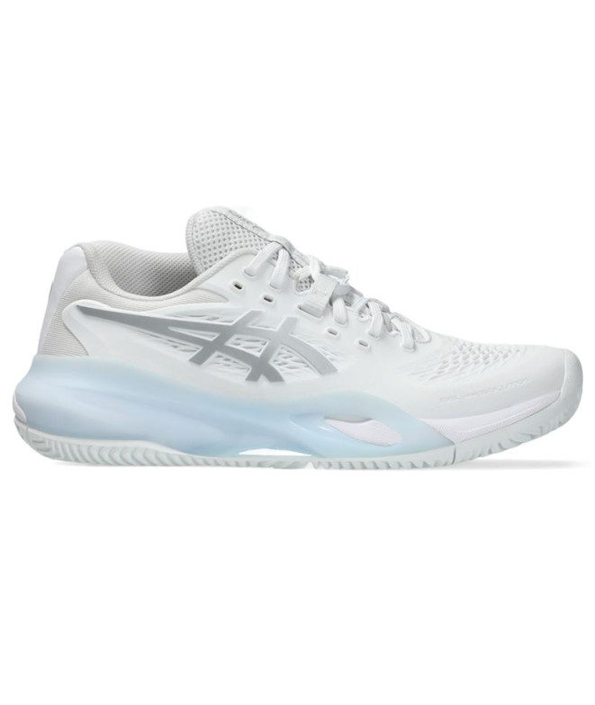 Chaussures Tennis Gel Femme de ASICS -Resolution X Clay Blanc/Argent