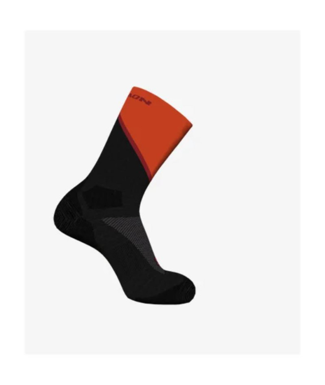 Calcetines de Running Salomon Pulse Crew Black/Cherry Tomato/Fir