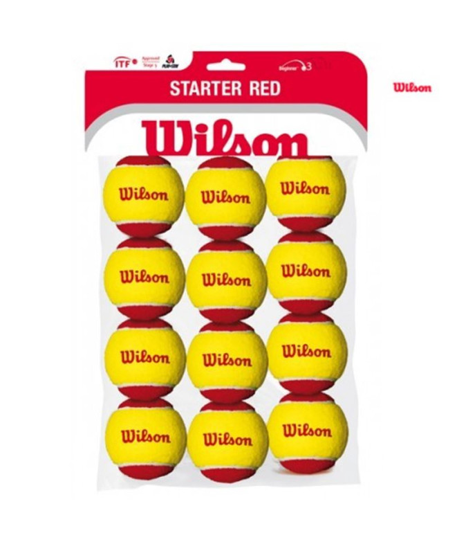 Bolas Tênis Wilson Starter Pack de Red Tball 12 Amarelo/Vermelho