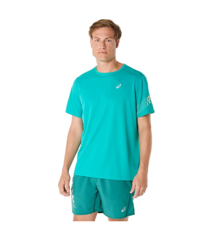 Camiseta Running Top Homem por ASICS ASICS ASICS Icon Ss Wave Teal