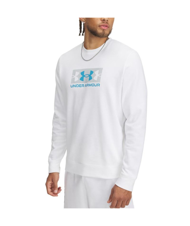 Sudadera Under Armour Rival Terry Logo Crew Hombre Blanco