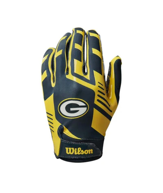 Luvas de Futebol Americano Wilson Ad Nfl Stretch Fit Gb Verde amarelo