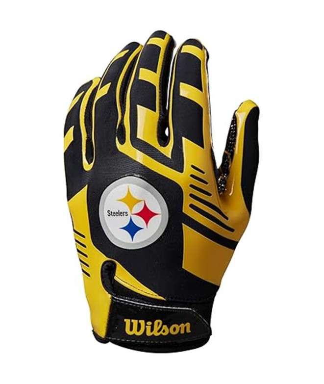 Luvas de Futebol Americano Wilson Ad Nfl Stretch Fit Pt Preto/Amarelo