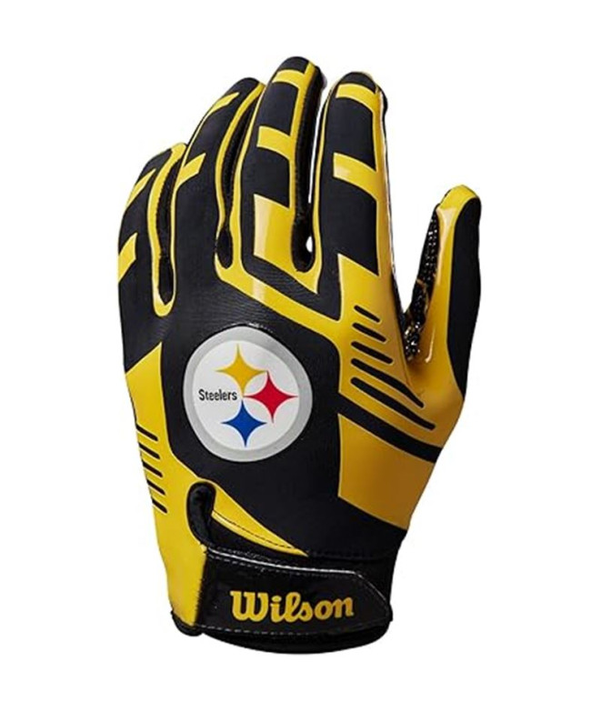 Guantes de Fútbol Americano Wilson Yth Nfl Stretch Fit Gloves Pt Infantil Negro/Amarillo