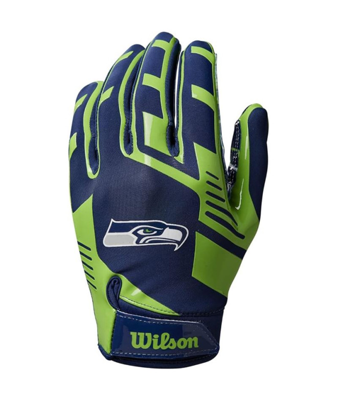 Guantes de Fútbol Americano Wilson Yth Nfl Stretch Fit Gloves Se Infantil Verde/azul