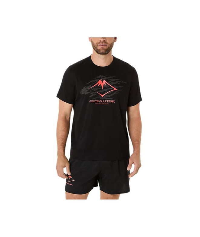 Camiseta Trail Top Homem de ASICS Fujitrail Logo Ss Preto/Carvão/Coral